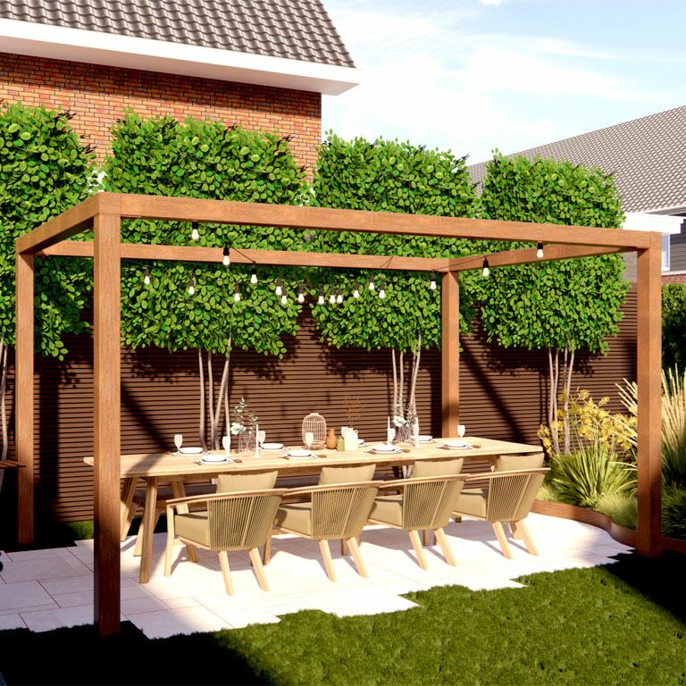 Pergola quadrata in acciaio corten 424 x 250 cm