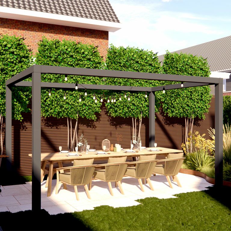 Pergola quadrata in acciaio verniciato a polvere 424 x 250 cm