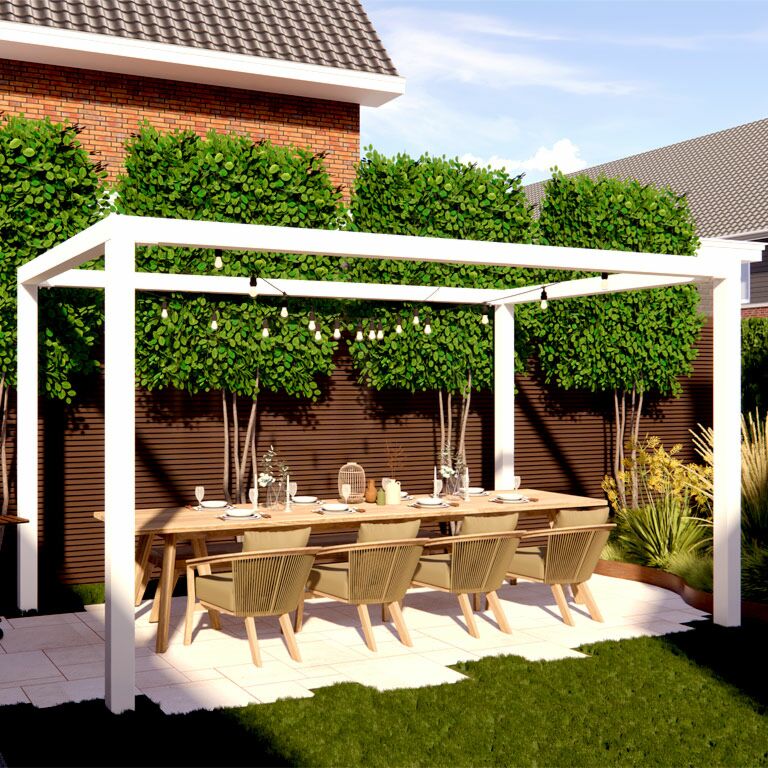 Pergola quadrata in acciaio verniciato a polvere 324 x 250 cm