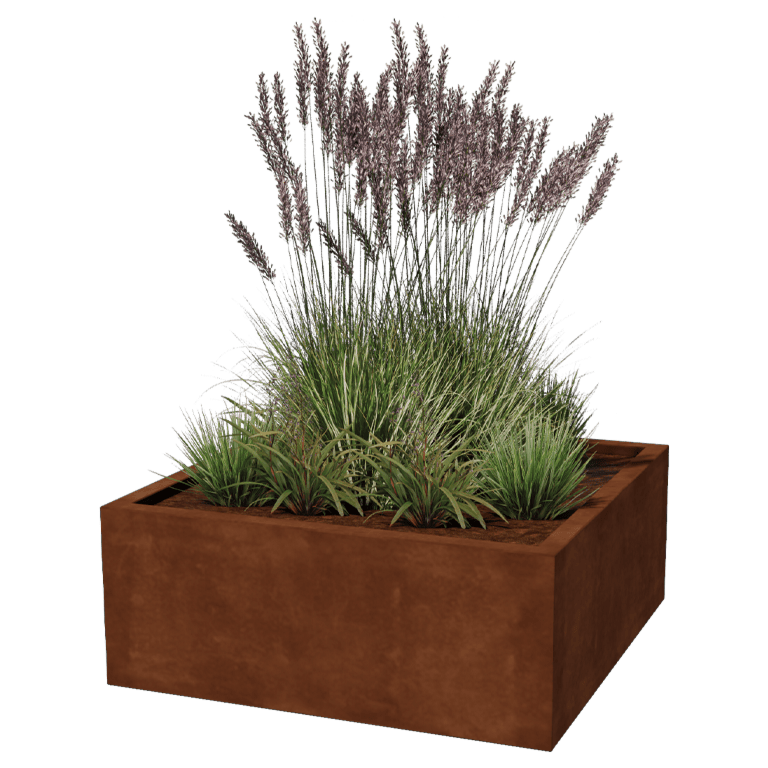 Fioriera in acciaio Corten saldata Montana 100 x 100 x 40 cm
