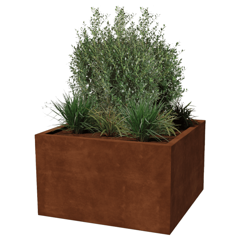 Fioriera in acciaio Corten saldata Montana 100 x 100 x 60 cm