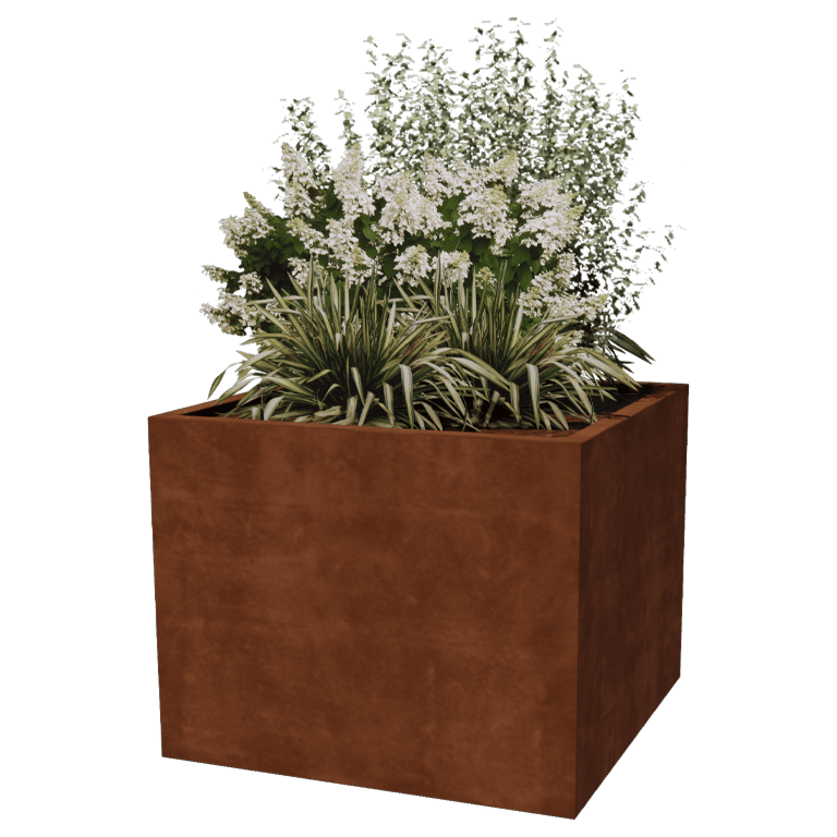 Fioriera in acciaio Corten saldata Montana 100 x 100 x 80 cm