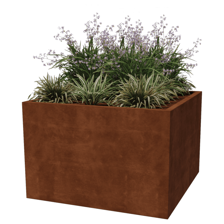 Fioriera in acciaio Corten saldata Montana 120 x 120 x 80 cm