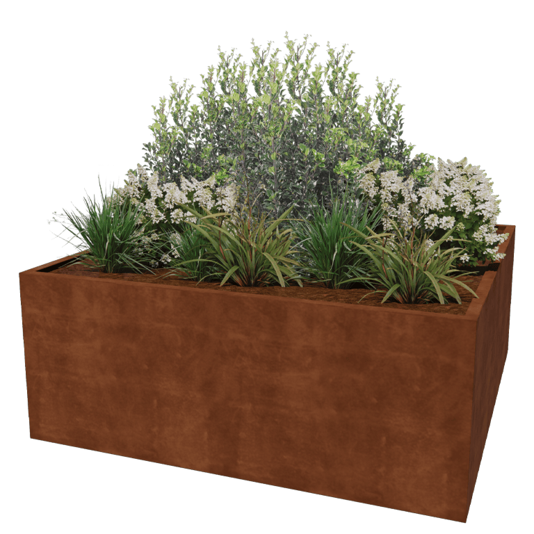 Fioriera in acciaio Corten saldata Montana 200 x 200 x 80 cm