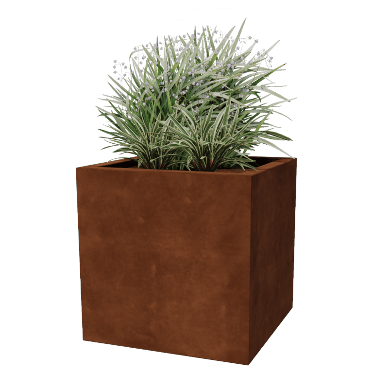 Fioriera in acciaio Corten saldata Montana 60 x 60 x 60 cm