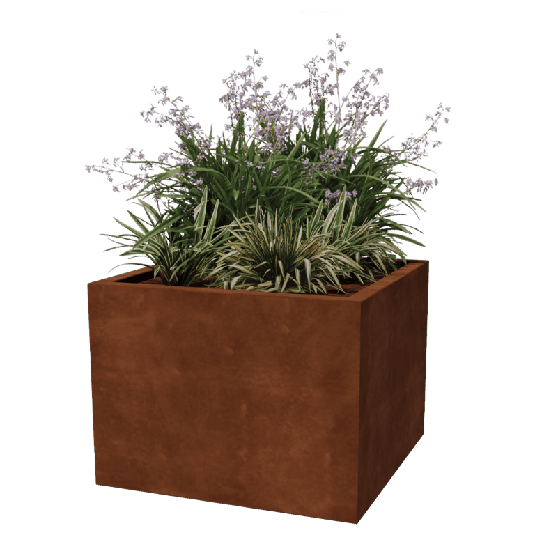 Fioriera in acciaio Corten saldata Montana 80 x 80 x 60 cm