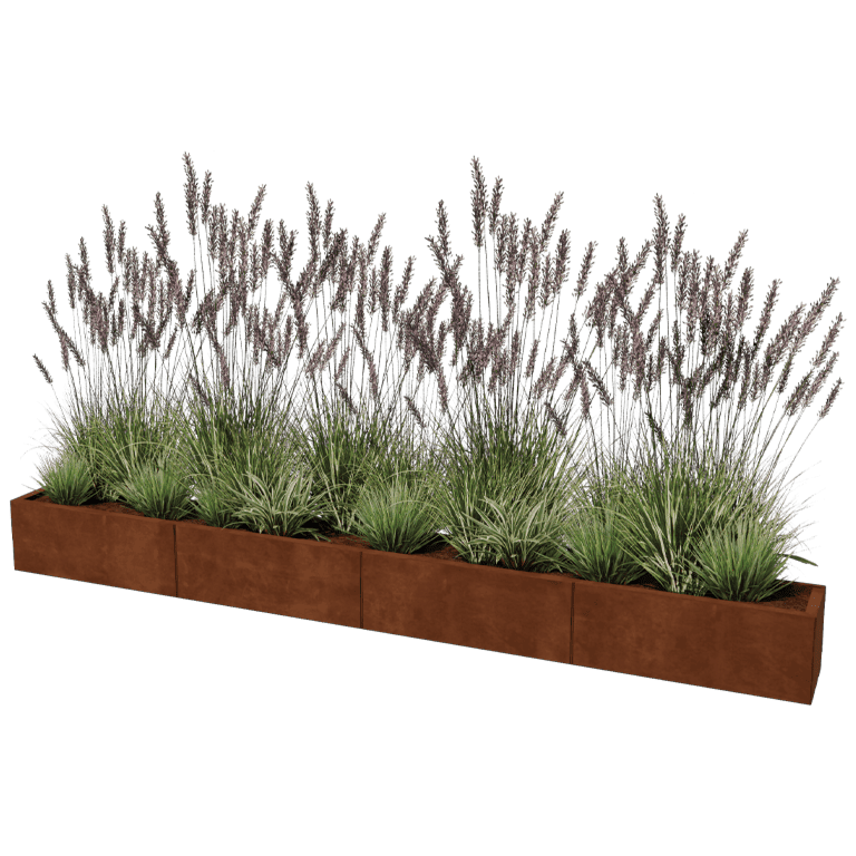 Fioriera in acciaio Corten Texas xxl 320 x 30 cm