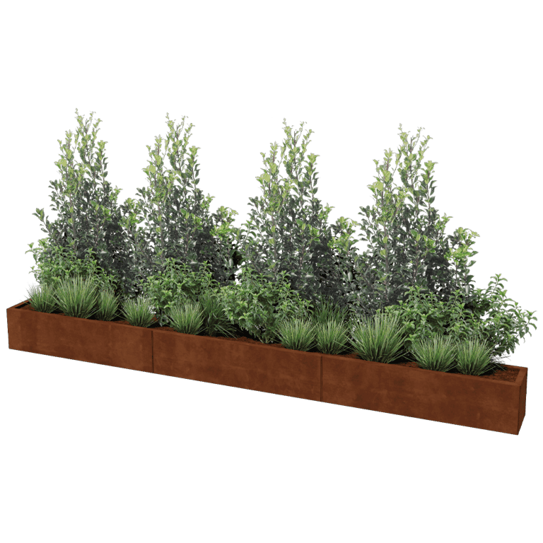 Fioriera in acciaio Corten Texas xxl 360 x 30 cm
