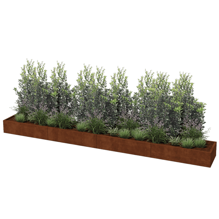 Fioriera in acciaio Corten Texas xxl 480 x 60 cm