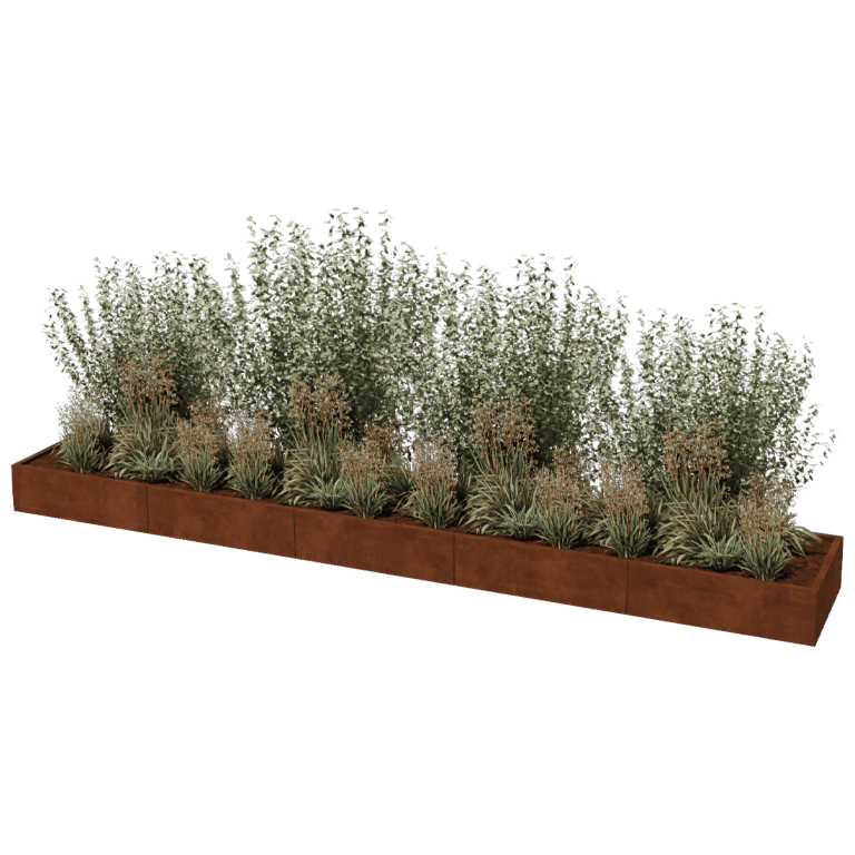 Fioriera in acciaio Corten Texas xxl 500 x 80 cm