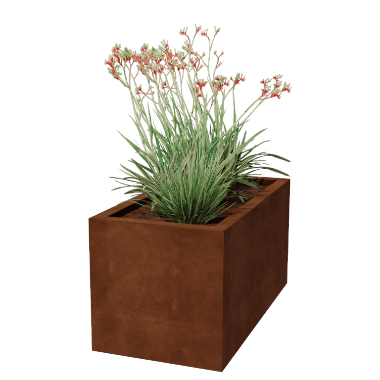 Fioriera in acciaio Corten saldata Montana 100 x 50 x 50 cm