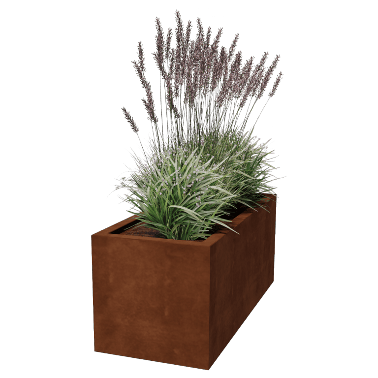 Fioriera in acciaio Corten saldata Montana 120 x 50 x 50 cm