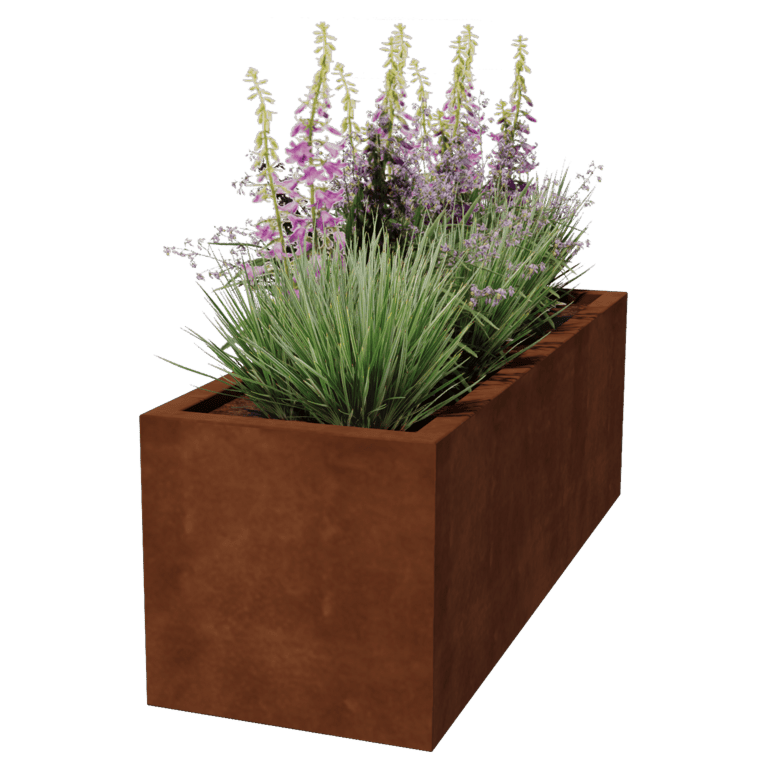 Fioriera in acciaio Corten saldata Montana 150 x 50 x 50 cm
