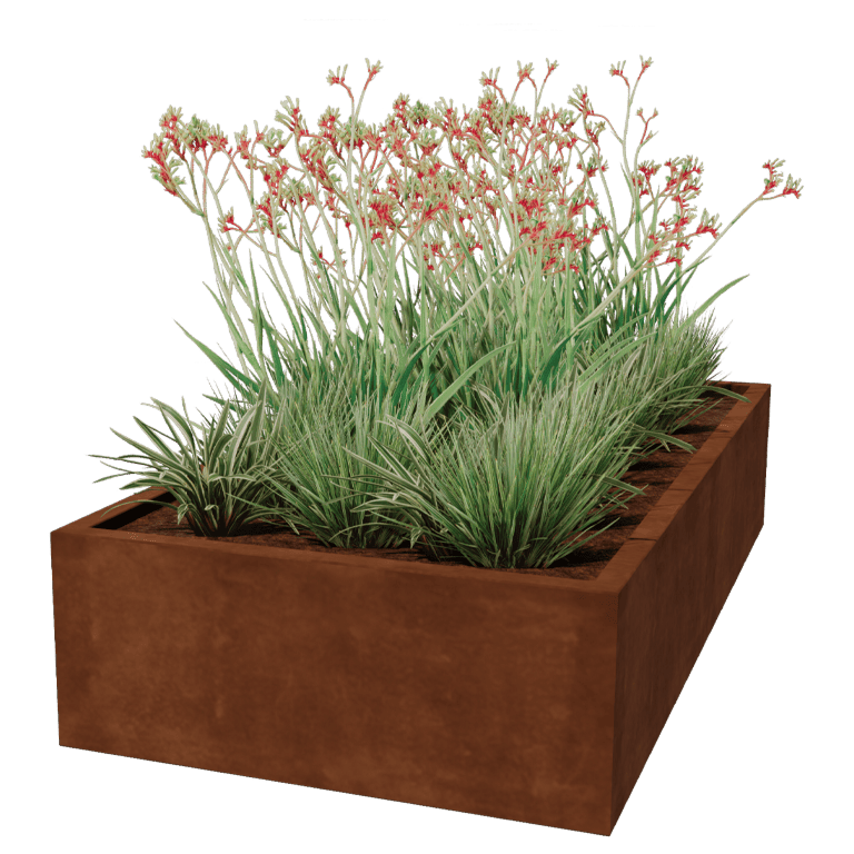 Fioriera in acciaio Corten saldata Montana 200 x 100 x 40 cm