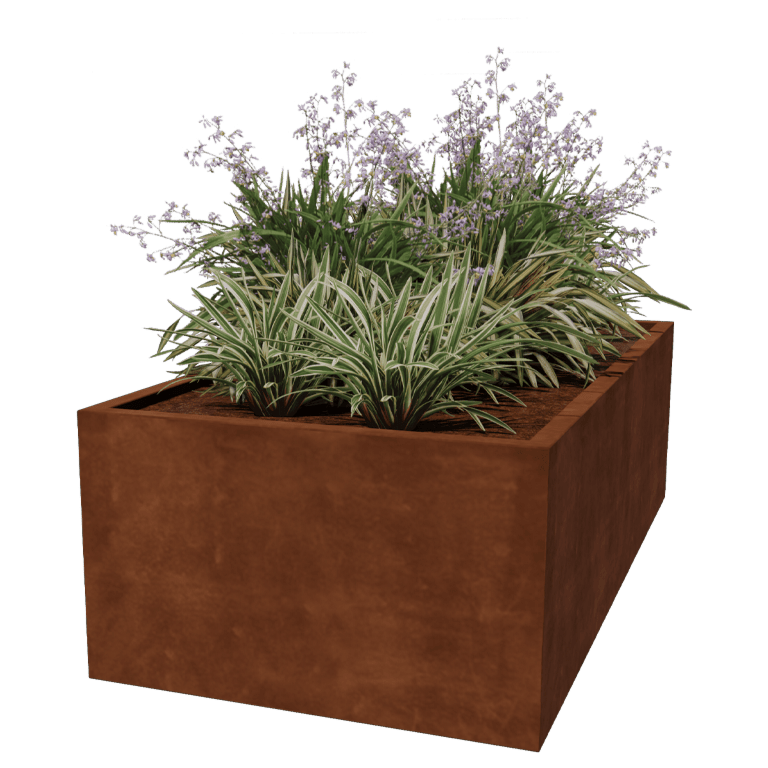 Fioriera in acciaio Corten saldata Montana 200 x 100 x 60 cm