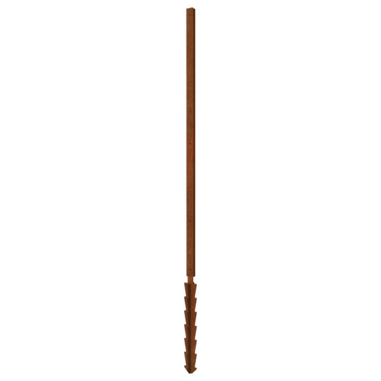 Palo in acciaio corten diritto con picchetto a terra 190 x 6 x 3 cm
