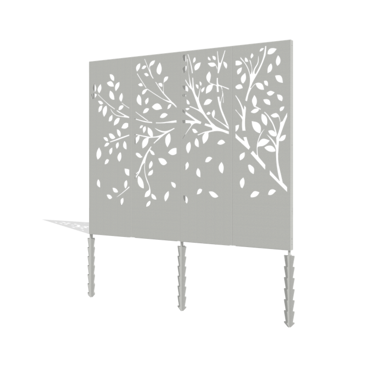 Set completo di pannelli da albero in acciaio verniciato a polvere 240 x 6 x 190 cm