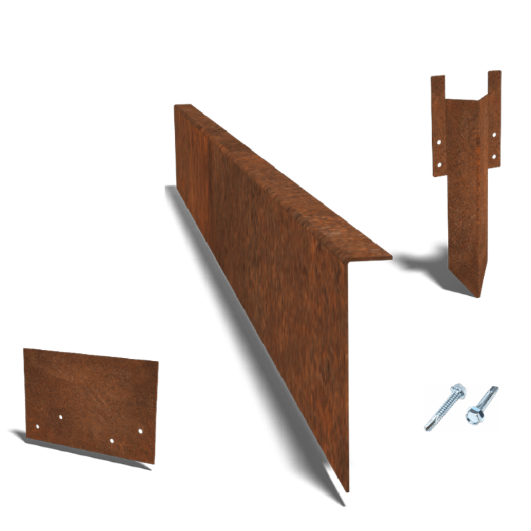 Bordura con bordi ripiegati in acciaio Corten 12 cm - set completo per 15 metri