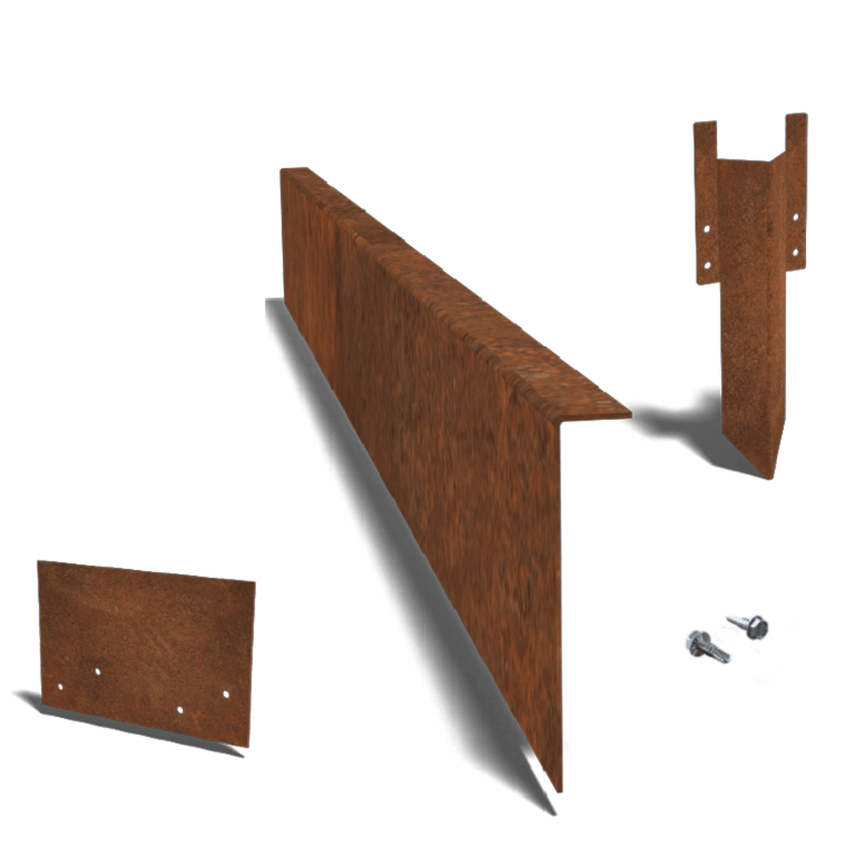 Bordura con bordi ripiegati in acciaio Corten 12 cm - set completo per 24 metri