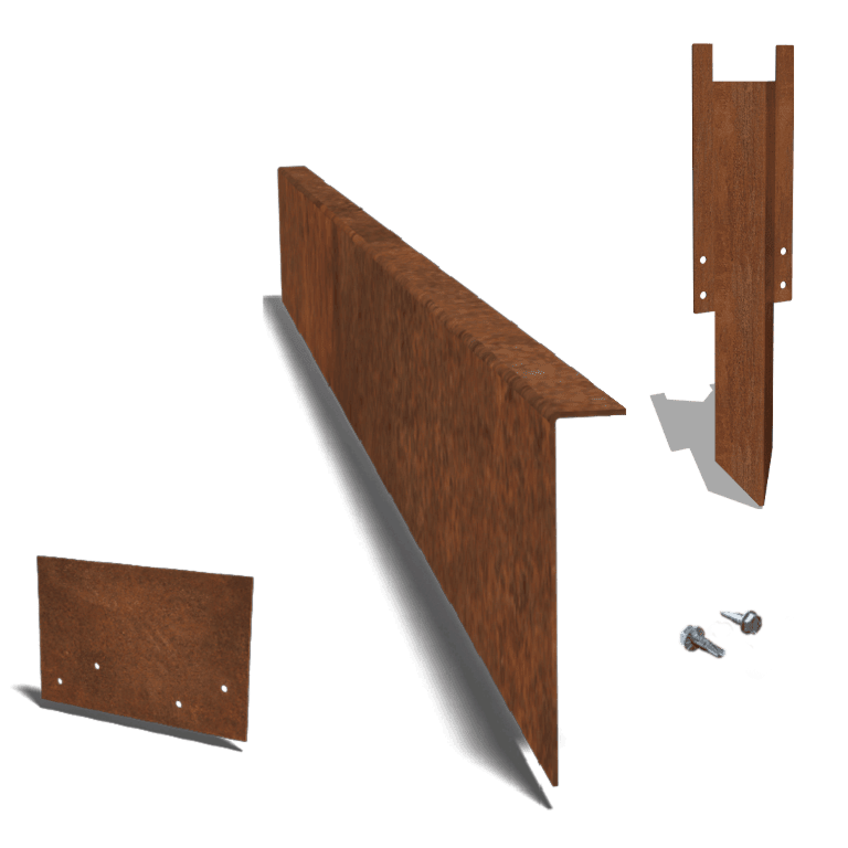 Bordura con bordi ripiegati in acciaio Corten 22 cm - set completo per 24 metri
