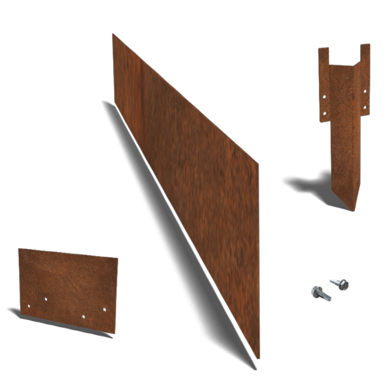 Bordura diritta in acciaio Corten 15 cm - set completo per 15 metri