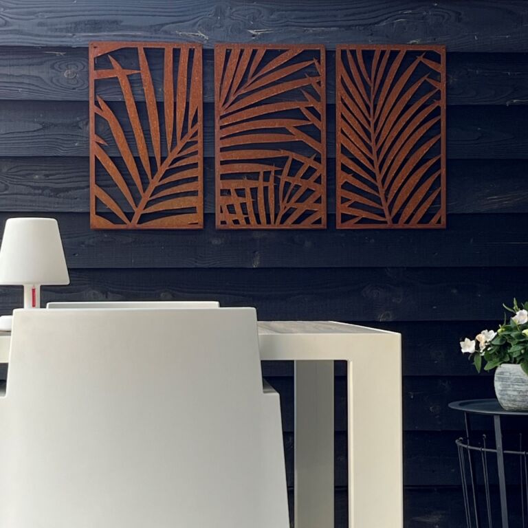Decorazione da parete in acciaio Corten Felci 3 parti