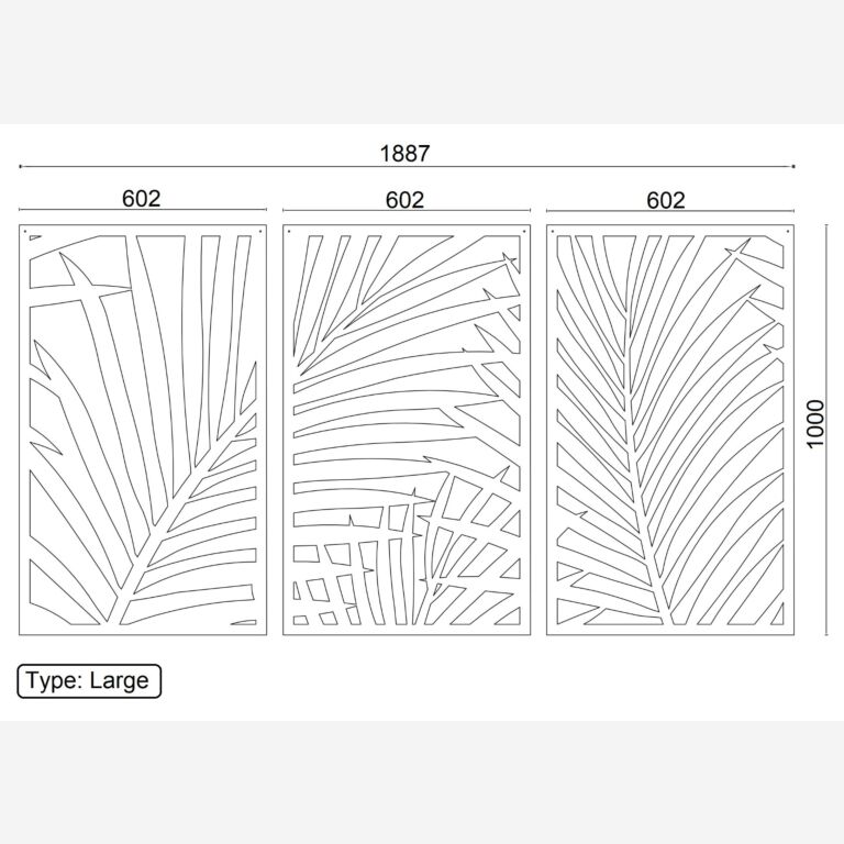 Decorazione da parete in metallo Ferns 3-parts