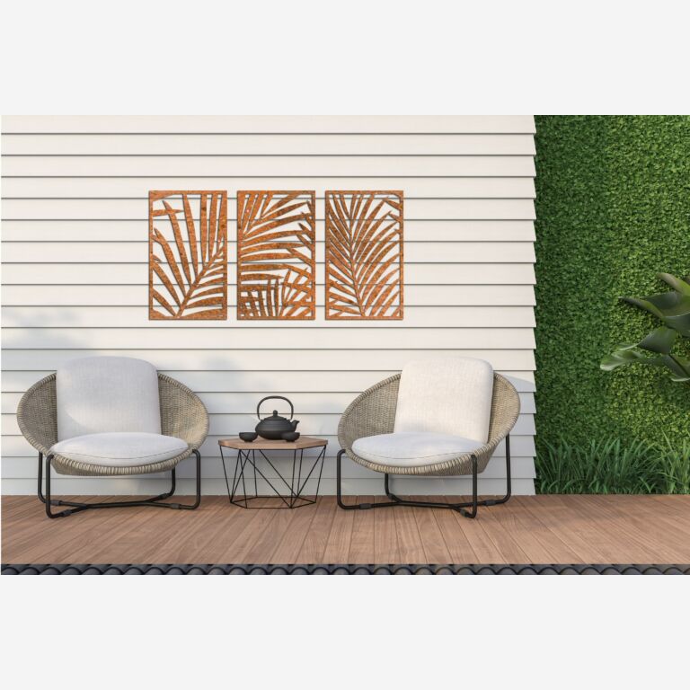 Decorazione da parete in acciaio Corten Felci 3 parti
