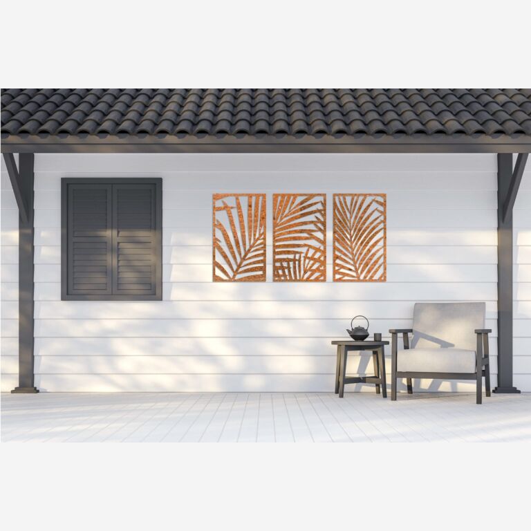Decorazione da parete in acciaio Corten Felci 3 parti