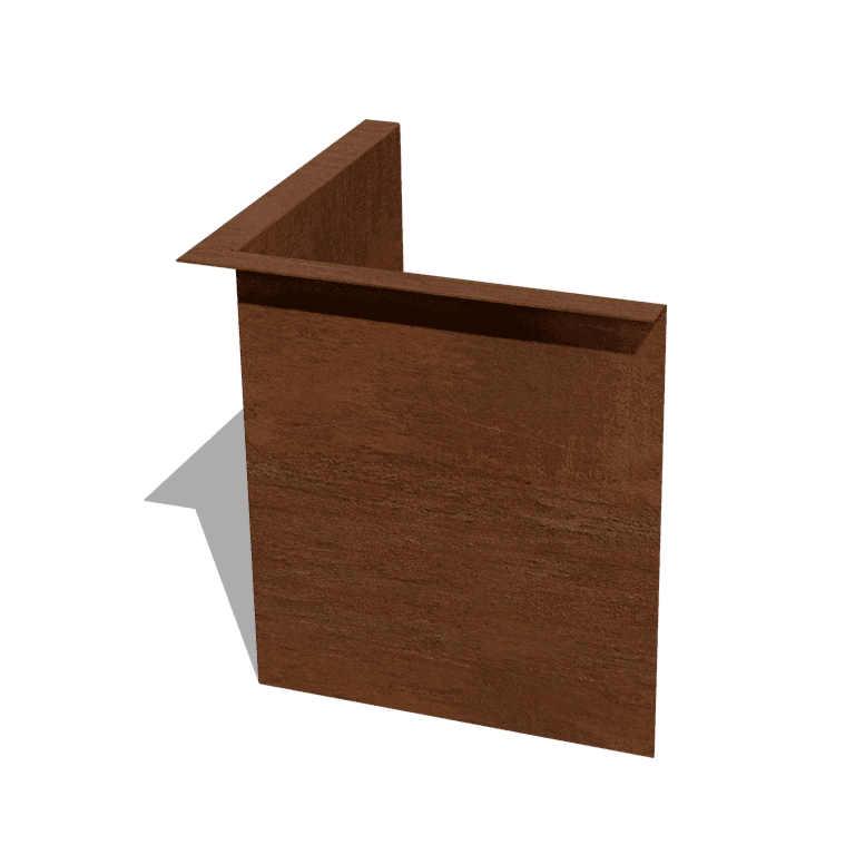 Bordura con bordi ripiegati in acciaio Corten 34 cm angolo interno