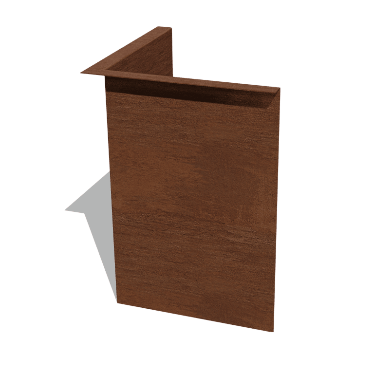 Bordura con bordi ripiegati in acciaio Corten 45 cm angolo interno