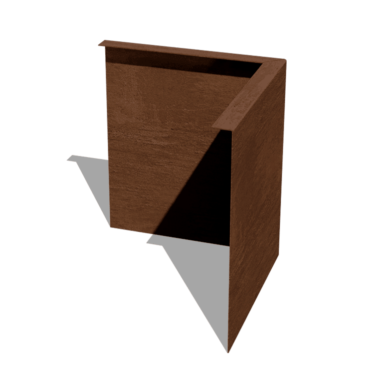 Bordura con bordi ripiegati in acciaio Corten 34 cm angolo esterno