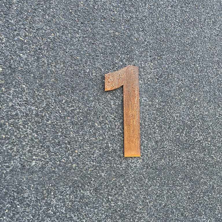 Numero civico in acciaio Corten 1-30 cm