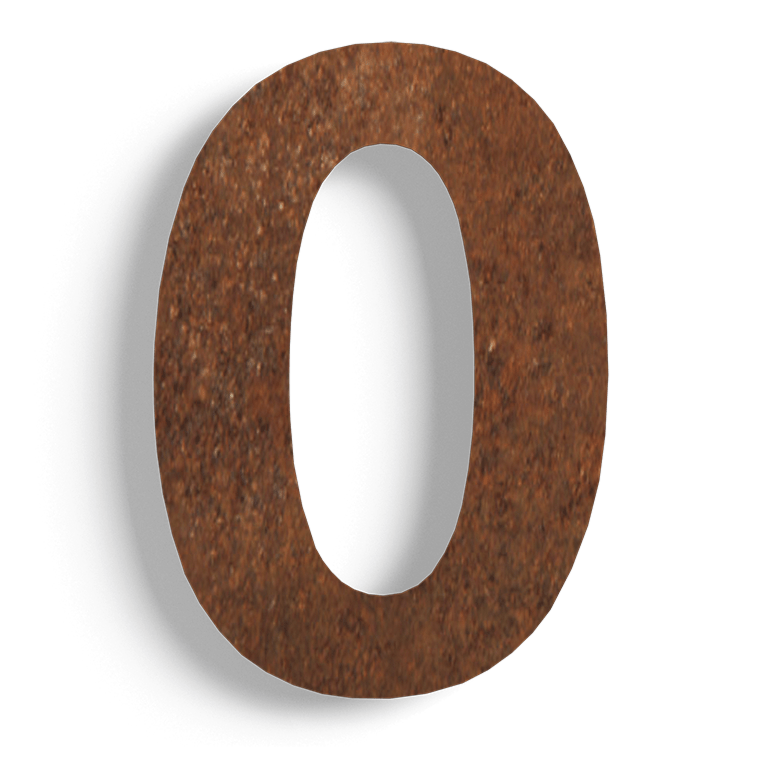 Numero civico in acciaio Corten 0 15 cm