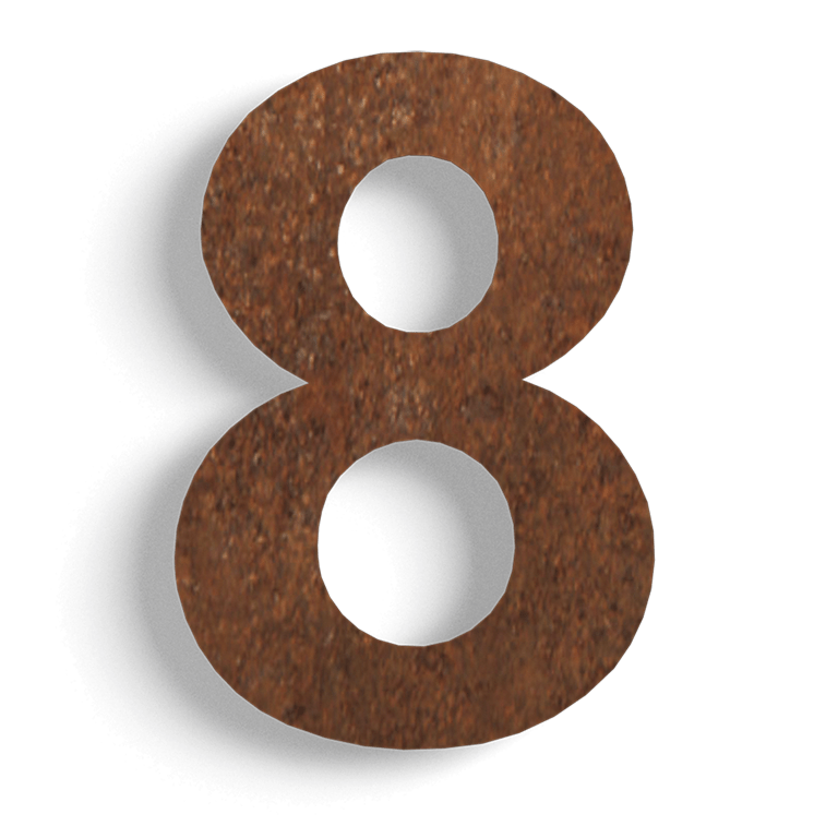 Numero civico in acciaio Corten 8-15 cm