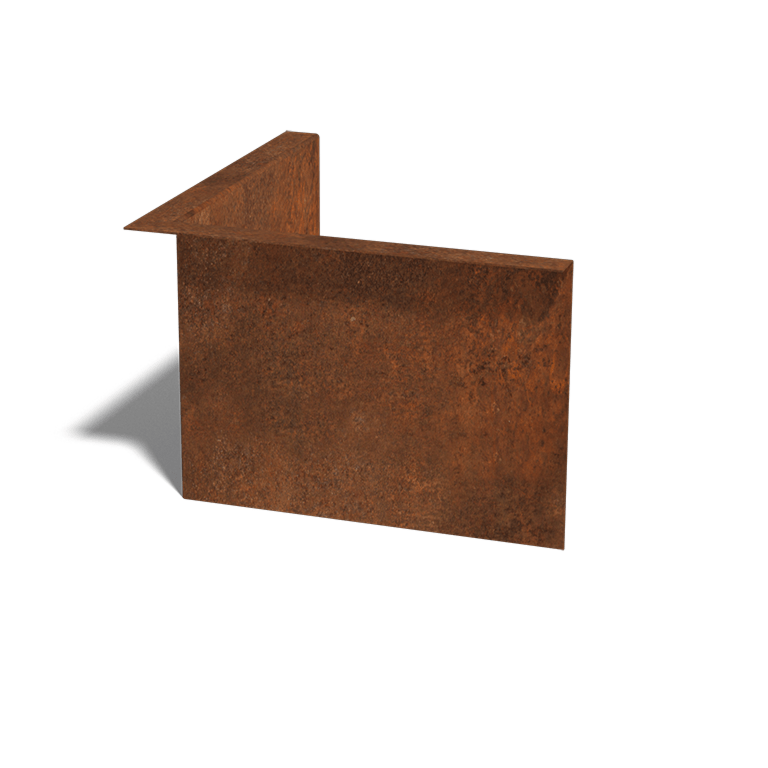 Bordura con bordi ripiegati in acciaio Corten 12 cm angolo interno