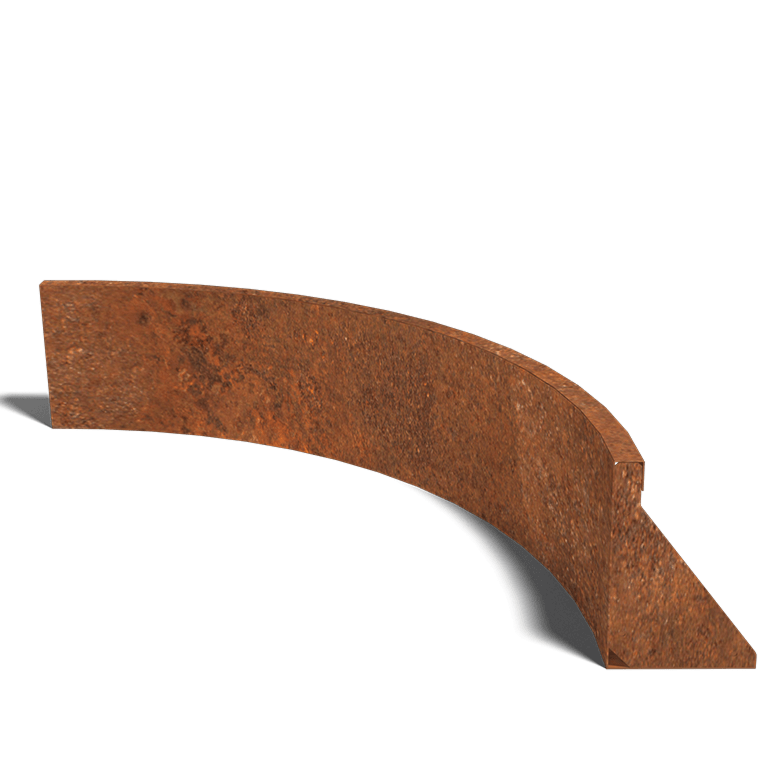 Muro di sostegno in acciaio Corten con curva interna 100 x 100 cm (altezza 30 cm)