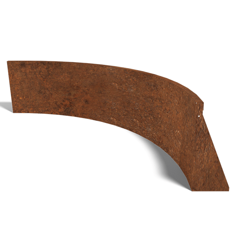 Muro di sostegno in acciaio Corten con curva interna 150 x 150 cm (altezza 50 cm)