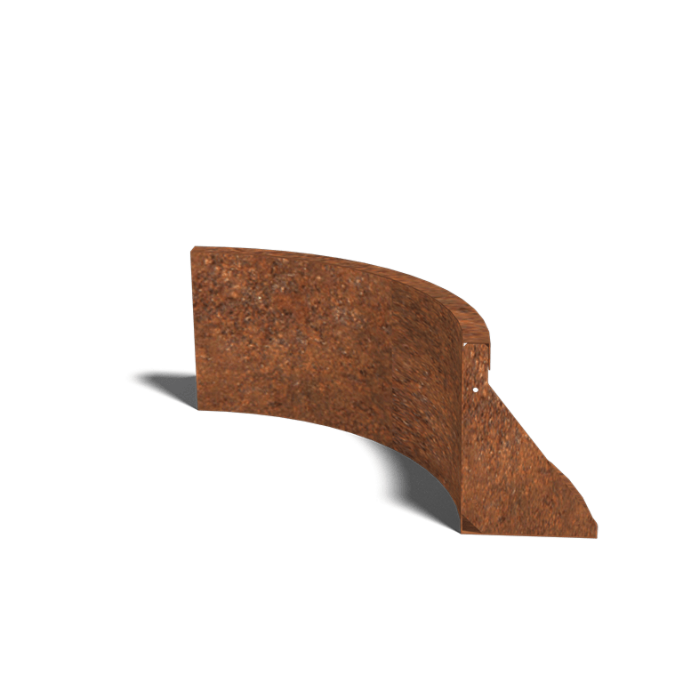 Muro di sostegno in acciaio Corten con curva interna 50 x 50 cm (altezza 30 cm)