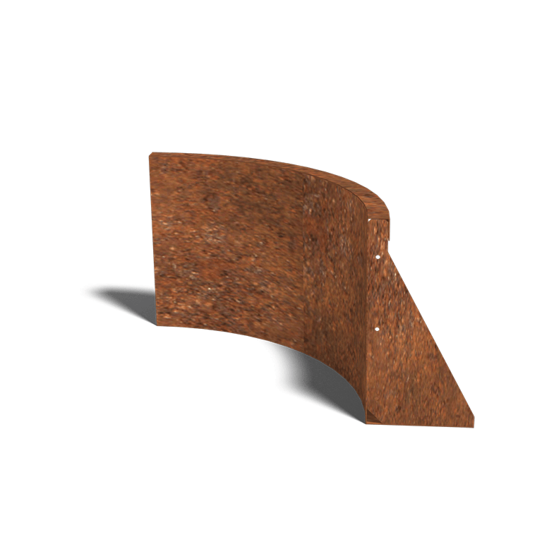 Muro di sostegno in acciaio Corten con curva interna 50 x 50 cm (altezza 40 cm)