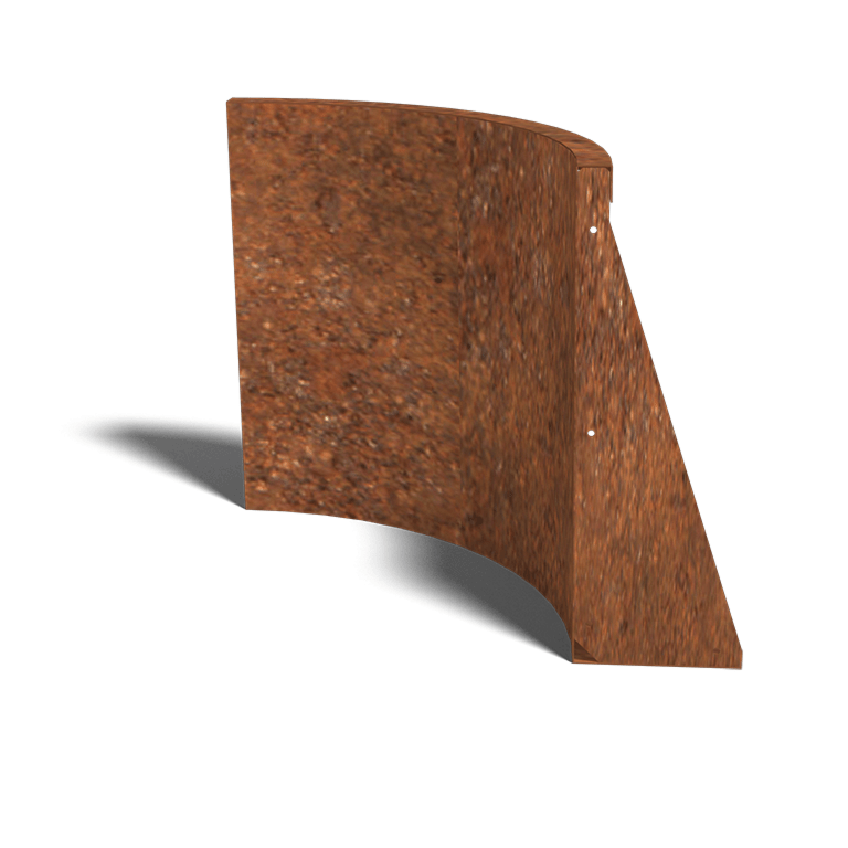 Muro di sostegno in acciaio Corten con curva interna 50 x 50 cm (altezza 60 cm)