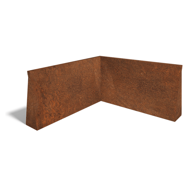 Muro di sostegno in acciaio Corten con angolo interno 100 x 100 cm (altezza 60 cm)