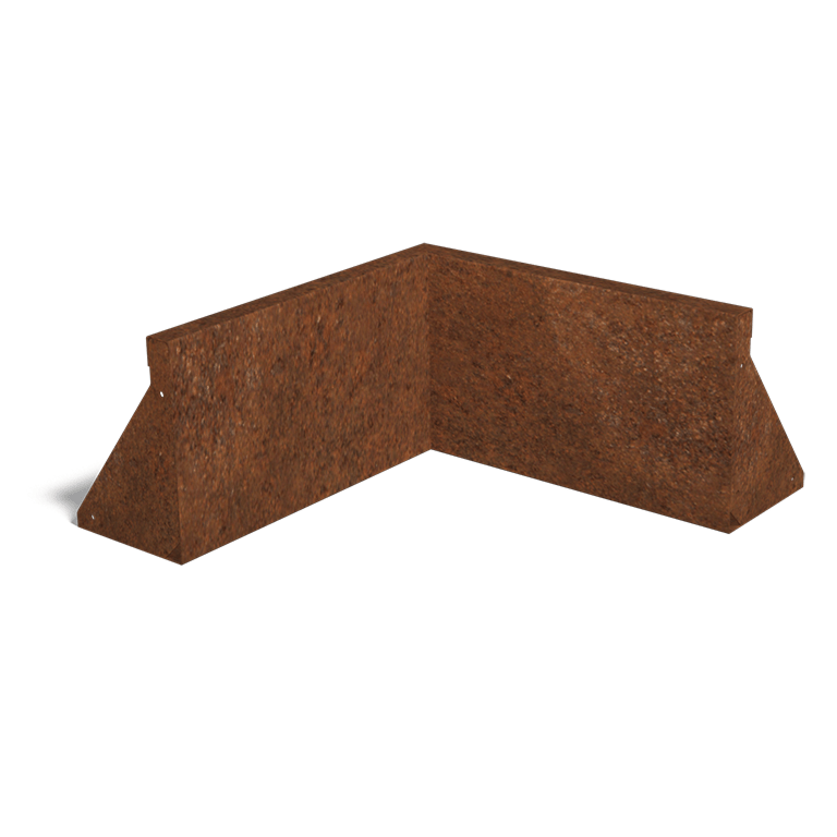 Muro di sostegno in acciaio Corten con angolo interno 50 x 50 cm (altezza 30 cm)