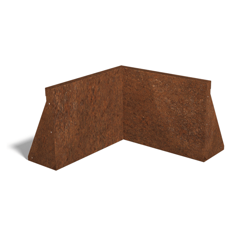 Muro di sostegno in acciaio Corten con angolo interno 50 x 50 cm (altezza 40 cm)