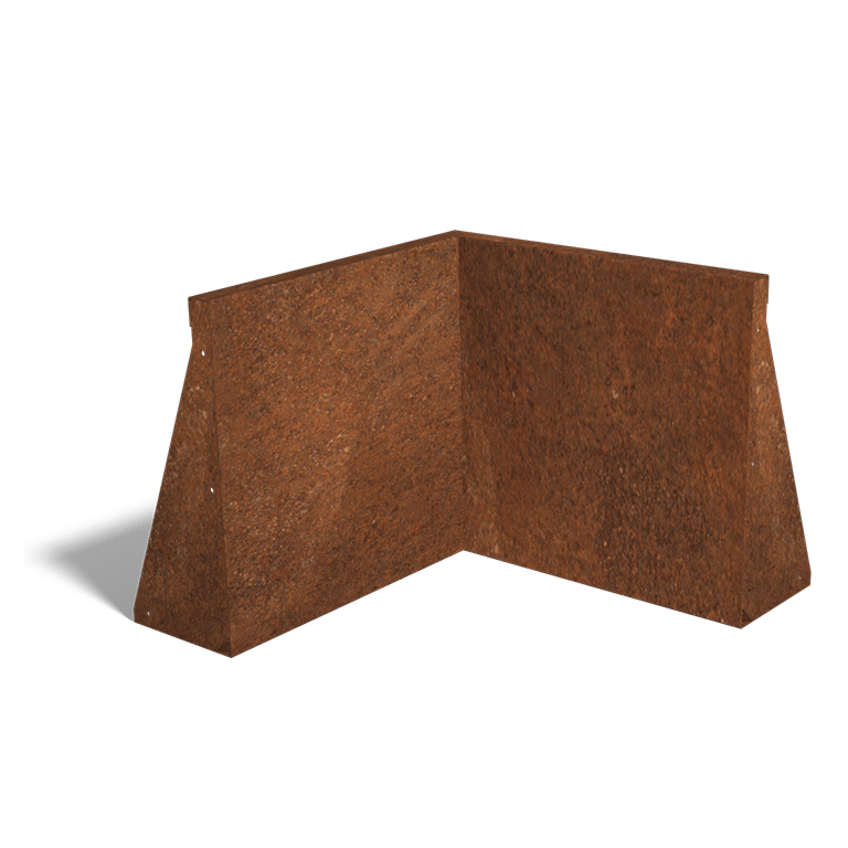 Muro di sostegno in acciaio Corten con angolo interno 50 x 50 cm (altezza 50 cm)