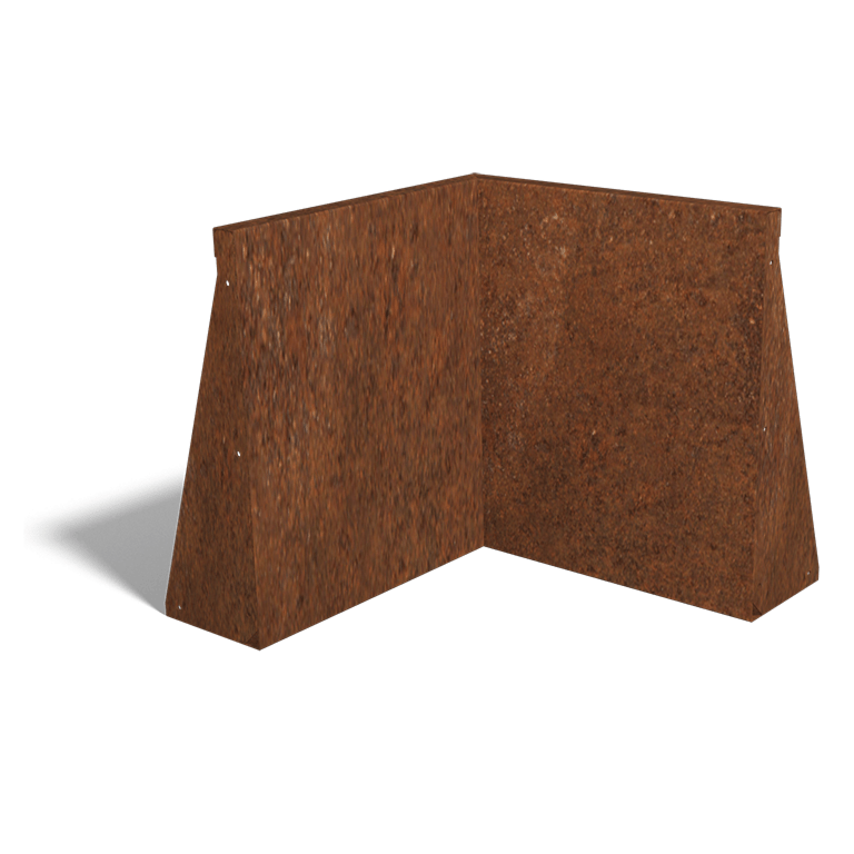 Muro di sostegno in acciaio Corten con angolo interno 50 x 50 cm (altezza 60 cm)