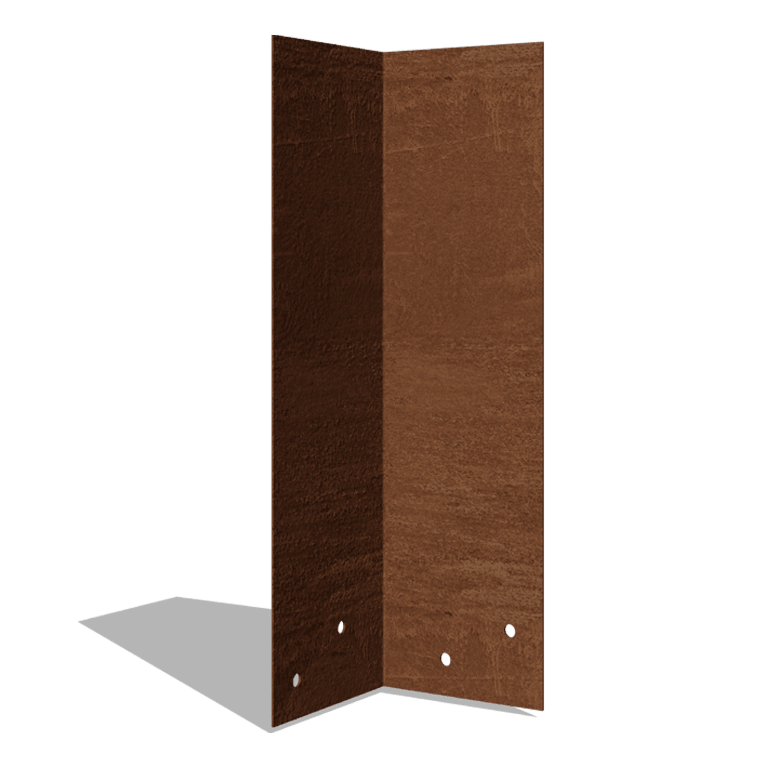 Piastra di giunzione in acciaio Corten 90º alta 34 - 37,5 cm