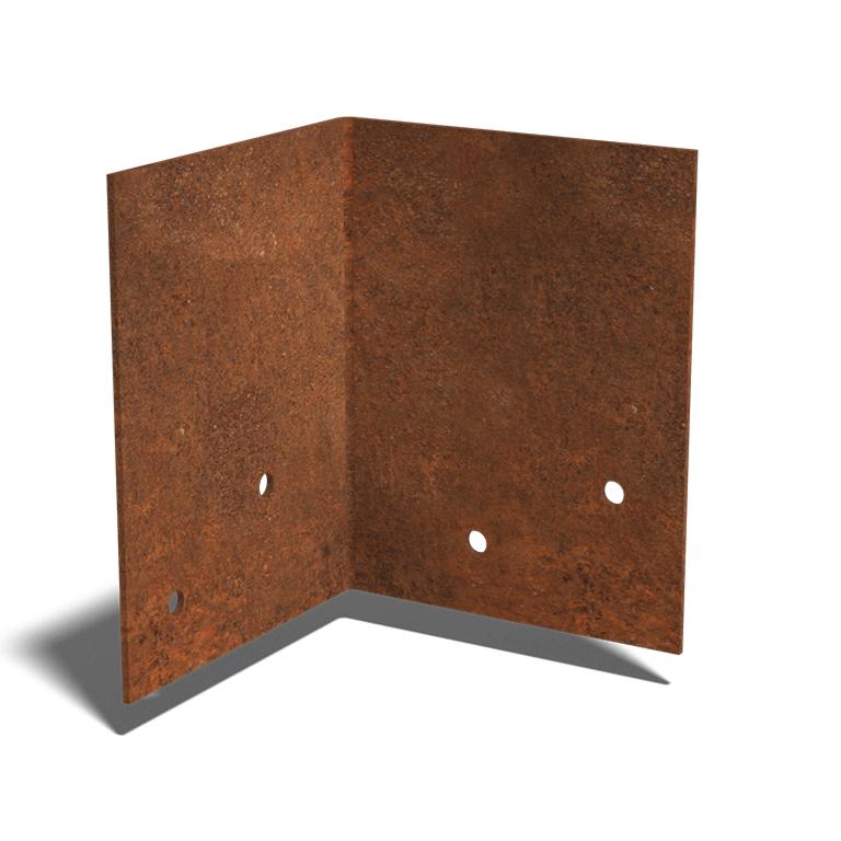 Piastra di giunzione in acciaio Corten 90º media 22 - 25 cm