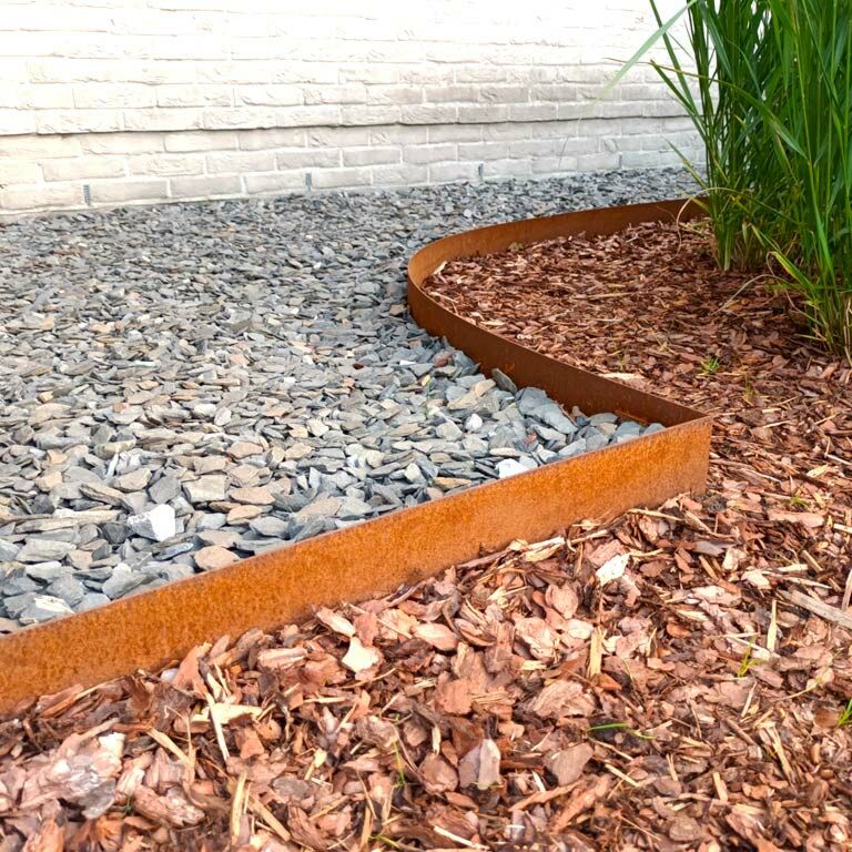 Bordura diritta in acciaio Corten 15 cm - set completo per 15 metri