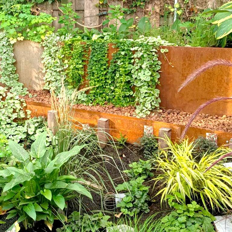 Bordura diritta in acciaio Corten 25 cm (lunghezza 150 cm)